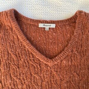 Madewell Women's Alpaca Textured Knit Sweater in Rust